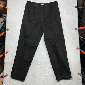 Honors Chino Pants Men's Black Pleated Cotton Pockets Classic Zip‎ Fly - 39X32